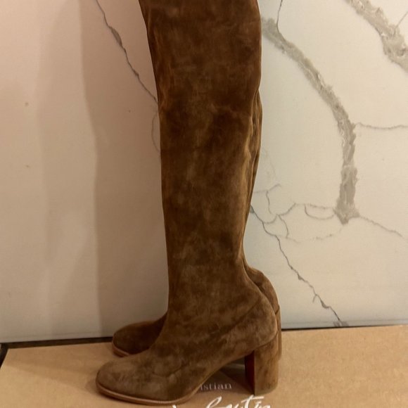 Christian Louboutin STRETCHADOXA BOTTA ALTA 70 Suede Over Knee Tall Boots - Picture 5 of 16